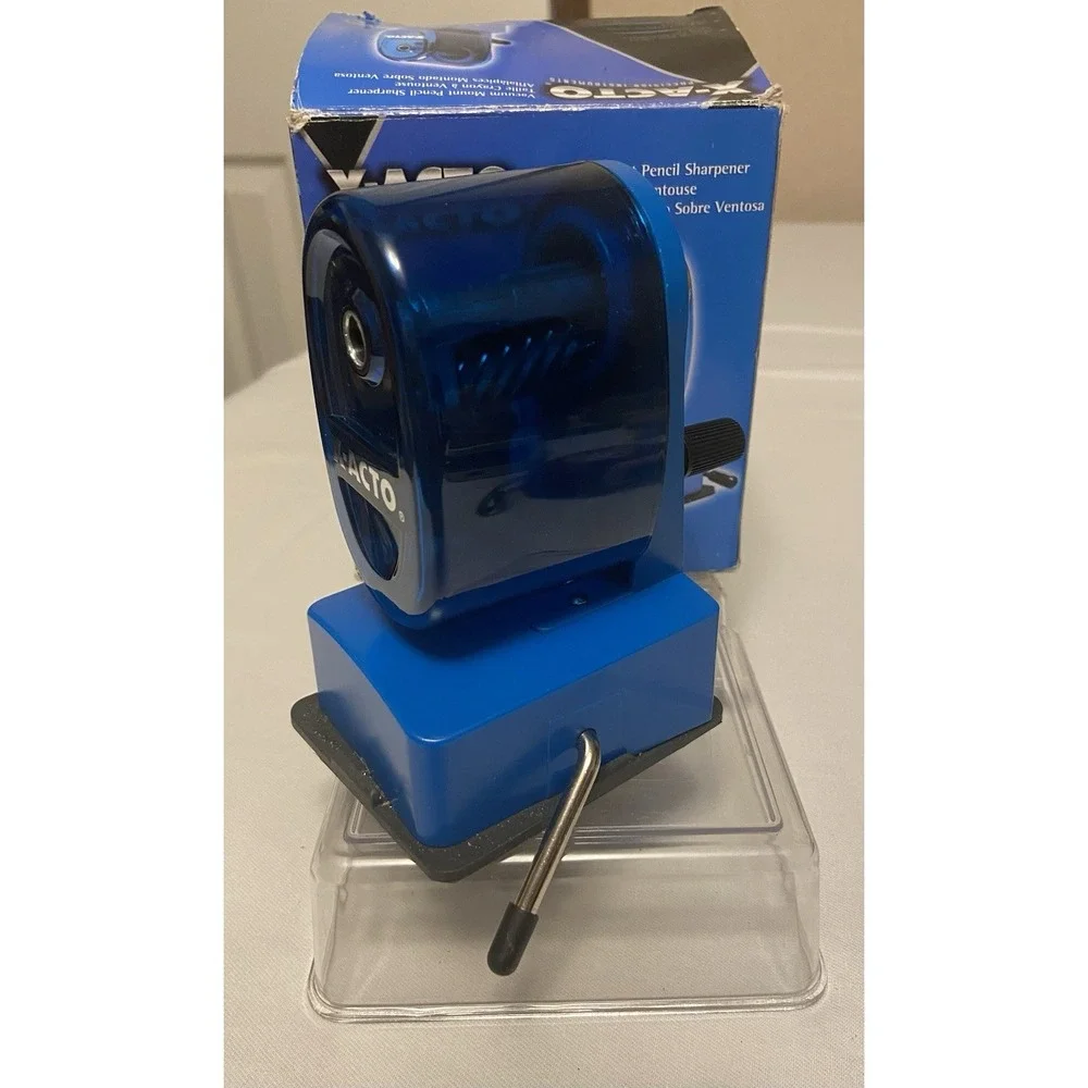 X-Acto Manual Pencil Sharpener With Vacuum Mount Bottom Xacto‎ Blue
